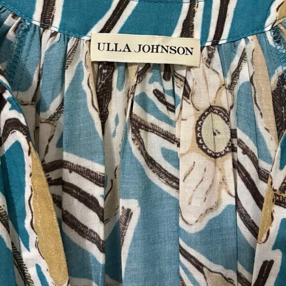 Ulla Johnson Blue Floral Print Ruffle Selena Midi Dress Size Small - Picture 2 of 5